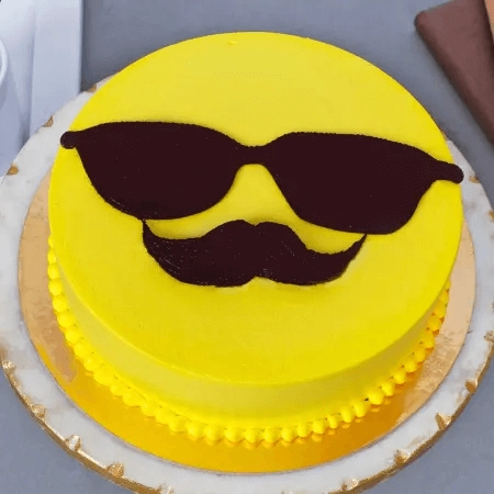 Cool Moustache Theme Vanilla Cake Half Kg