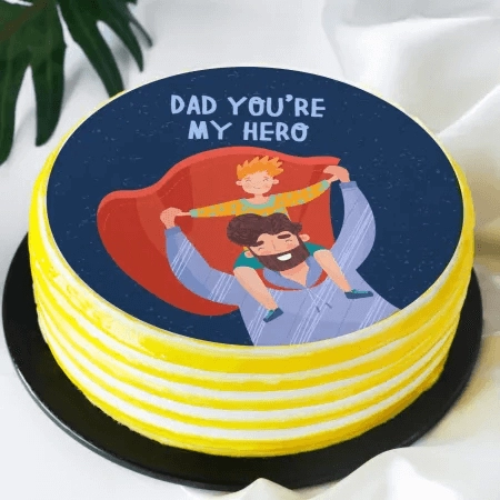Dad You Are My Hero Poster Butterscotch Cake Half Kg