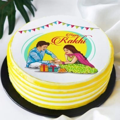 Rakhi with Happy Rakhi Poster Cake Half Kg