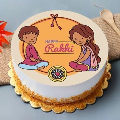 Rakhi with Rakhi Special Poster Cake Half Kg