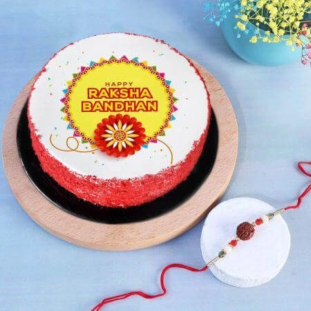 Rakhi with Rakshabandhan Red Velvet Cake Half Kg