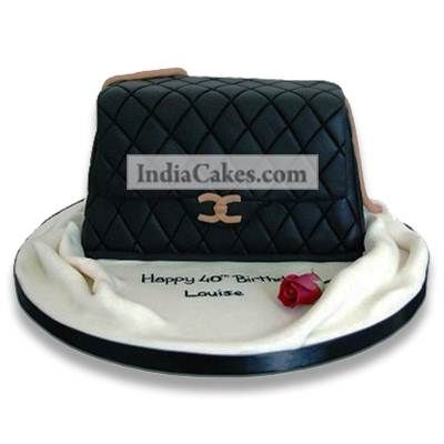 Hat box cake, fondant shoe Chanel bag, cakes for ladies black and white cake  | Bolo, Bolo preto, Malas